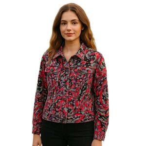 Heart of‎ Palm Vibrant Abstract Print Button Up Shirt Stylish Comfort 20W Nwot